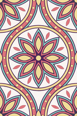 Floral Mandala Pattern With Geometric Elements symmetrical