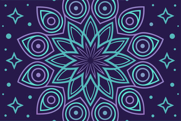 Floral mandala with starbursts and circles geometric symmetrical