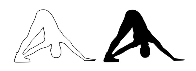 yoga poses, silhouette, minimalist, black and white, line art
