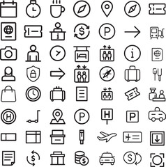 Fototapeta premium Collection of hand drawn travel and business icons for navigation and information