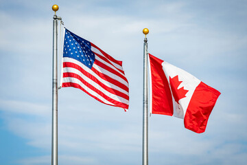 USA and Canada Flags Together