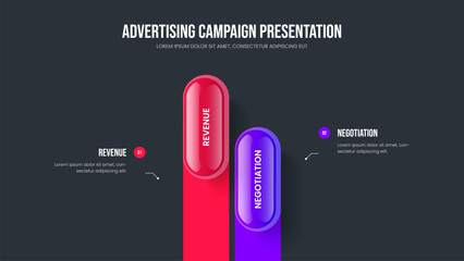 Marketing Visualization 2 Element Infographic Presentation Layout. Company Review Two Step Diagram Slideshow Template. Business Introduction Slide Design Vector Illustration.