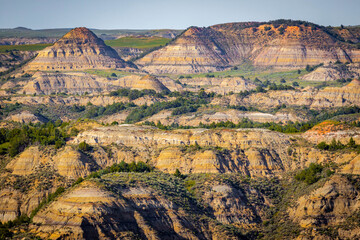 Scenic vibrant view of Roosevelt National Park colorful Canyons