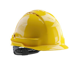 Fototapeta premium A yellow construction helmet isolated on a white background, png, transparent
