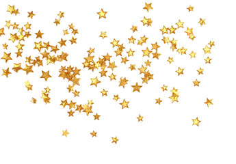 Obraz premium Golden stars falling on a white background, png, transparent