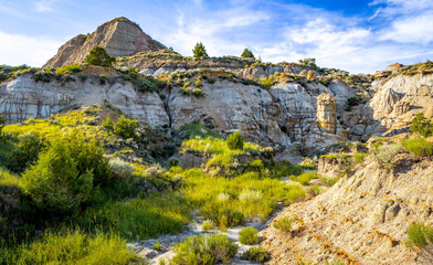 Scenic vibrant view of Roosevelt National Park colorful Canyons