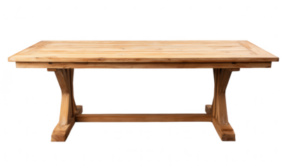 a teak wood outdoor dining table, isolated on a white background, png, transparent