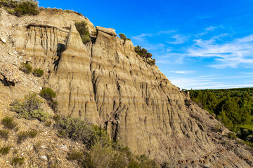 Scenic vibrant view of Roosevelt National Park colorful Canyons
