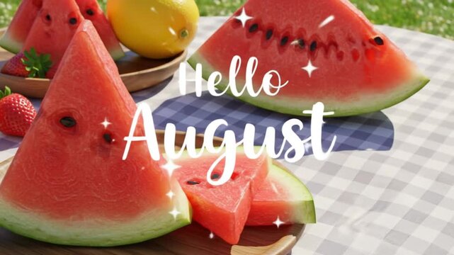 August Picnic: Watermelon Slices on Gingham Blanket