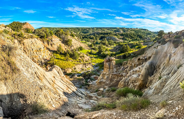 Scenic vibrant view of Roosevelt National Park colorful Canyons