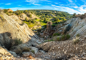 Scenic aerial view near Theodore Roosevelt National Park