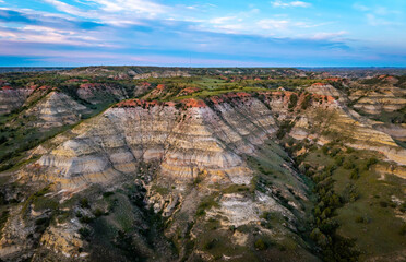 Scenic aerial view near Theodore Roosevelt National Park
