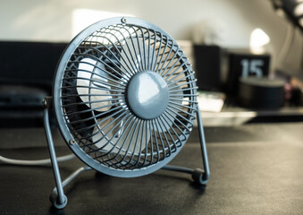 a table fan is on the table