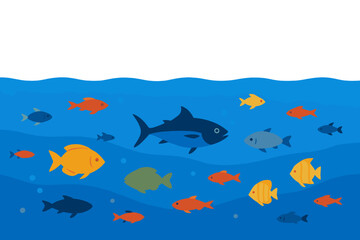 Fototapeta premium World ocean day and international plastic bag free day concept, refusing plastic to save fish and the ocean, vector illustration of a fish trapped in a plastic bag