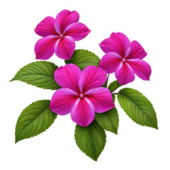 Exotic Pink Flowers with Green Leaves on a transparent background