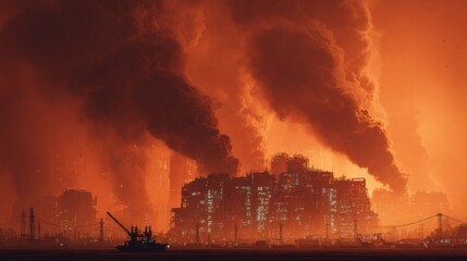 Industrial dystopian cityscape