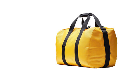 A stylish yellow leather handbag with a fashioned design and sleek finish, isolated on a white or transparent png  background.