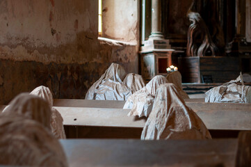 Abandoned Old  Historic Ruined Decaying  Stone Church 
