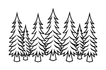 Fototapeta premium Forest of Fir Trees Outline