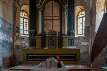 Abandoned Old  Historic Ruined Decaying  Stone Church 