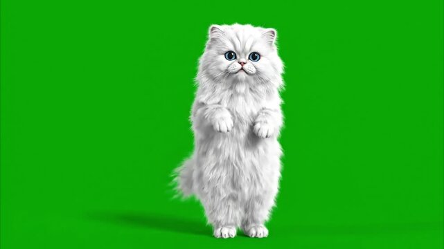 Funny Persian Cat Shuffle Dancing on Green Screen