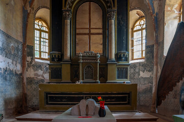Abandoned Old  Historic Ruined Decaying  Stone Church 