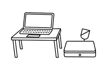 Fototapeta premium Doodle Style Laptop and Desk