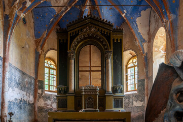Abandoned Old  Historic Ruined Decaying  Stone Church 