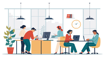 Diverse team collaborating in a modern office, perfect for website banners or business brochures.