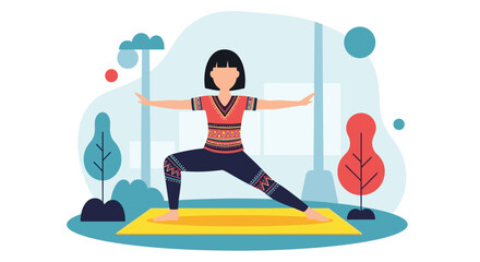 Woman practicing yoga outdoors, perfect for wellness websites or brochures.