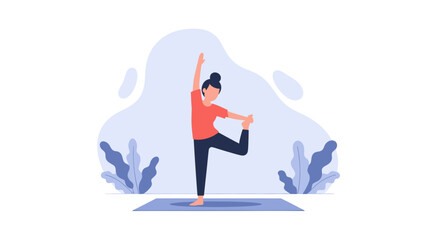 Woman practicing yoga, perfect for wellness websites or brochures.