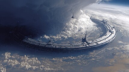 Huge ring-shaped city in space