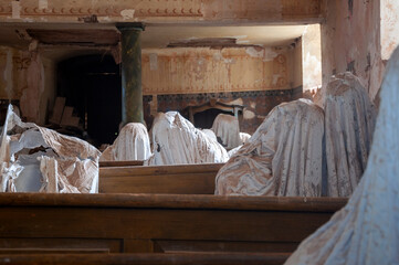 Abandoned Old  Historic Ruined Decaying  Stone Church 