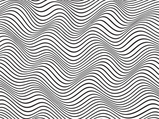Abstract Contour Style Line Pattern in Black and White Seamless Background