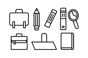 Office Supplies Line Icon Set No Text