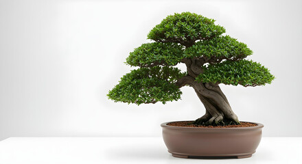 Close-up of a meticulously cultivated bonsai tree in a minimalist ceramic pot
