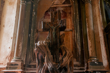 Abandoned Old  Historic Ruined Decaying  Stone Church 