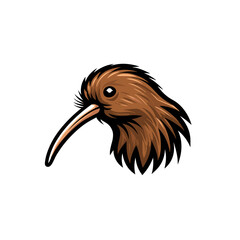 Fototapeta premium Kiwi bird head illustration with distinctive features and vibrant colors showcasing its unique characteristics