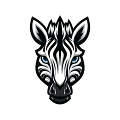 Fototapeta premium Zebra head illustration with striking features and sharp contrasts showcasing a bold design aesthetic in black and white