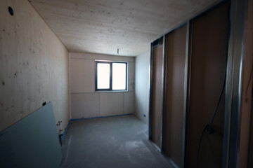 House under construction with wooden walls as sustainable insulation