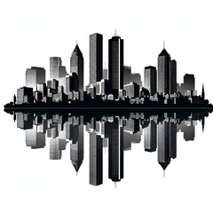 Fototapeta premium Architectural shadows: dark skyscraper forms create a bold, abstract design on white