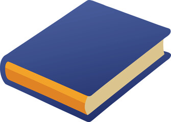 Colorful Flat Illustration of Closed Book with Blue Cover and Yellow Spine