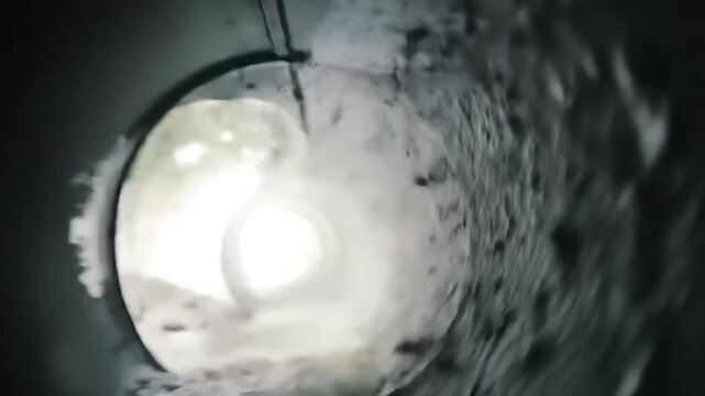 Slow Motion Pipe Cleaning Process with Water Jets Inside Sewer Tube &ndash; 4K Animation