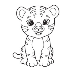 vector illustration of cartoon tiger