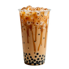 Delicious Tiger Sugar Milk Tea with Boba and Caramel Streaks perfect for any bubble tea lover Creamy sweet and satisfying