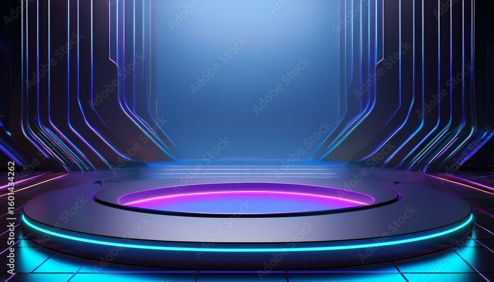 Poster futuristic pedestal for display latform for design blank podium for product 3d rendering