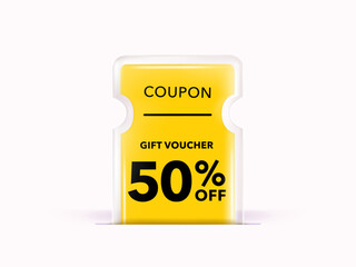 Transparency glass coupon label Discount offer tag with shiny, glossy, reflective surface. Vector Premium.
