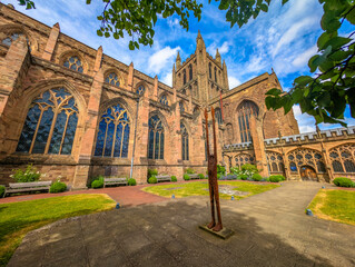 Hereford Cathedral, interior and exterior, England, UK