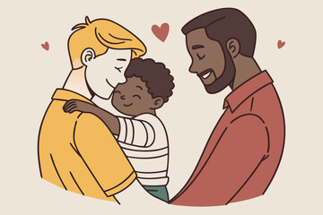 LGBT Family – Two Gay Fathers Holding a Child
