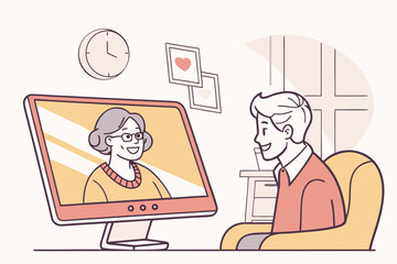 
Online Video Call with Elderly Parents – Family Communication
